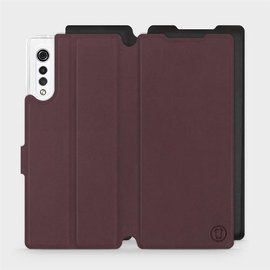 Hülle für LG Velvet - Farbe Burgund mit Schwarz