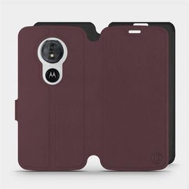 Hülle für Motorola Moto E5 - Farbe Burgund mit Schwarz