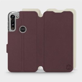 Hülle für Motorola Moto G8 Power - Farbe Burgund mit Platin