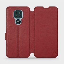 Hülle für Motorola Moto G9 Play - Farbe Dark Red Leather