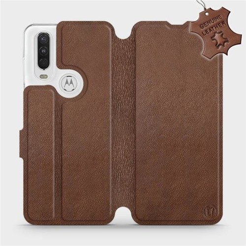 Hülle für Motorola One Action - Farbe Brown Leather