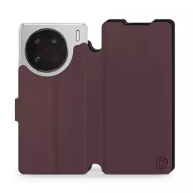 Hülle für Vivo X90 Pro - Farbe Burgund mit Schwarz