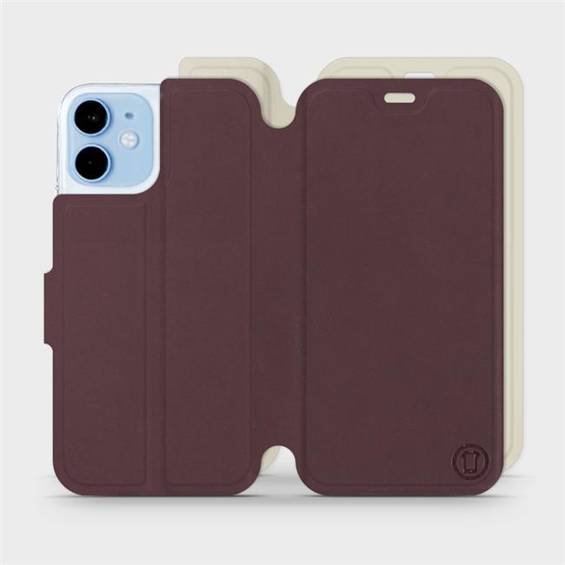 Hülle für Apple iPhone 12 mini - Farbe Burgund mit Platin