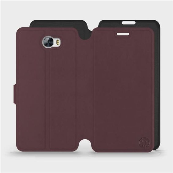 Hülle für Huawei Y5 II - Farbe Burgund mit Schwarz