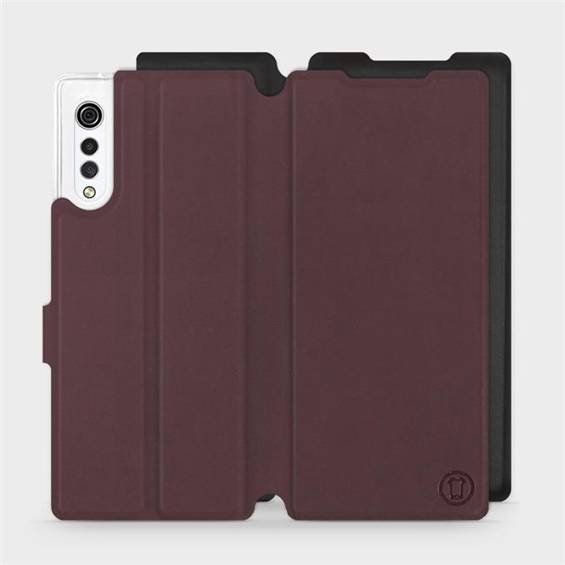 Hülle für LG Velvet - Farbe Burgund mit Schwarz