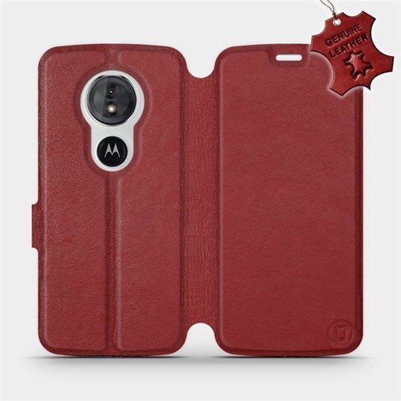 Hülle für Motorola Moto E5 - Farbe Dark Red Leather