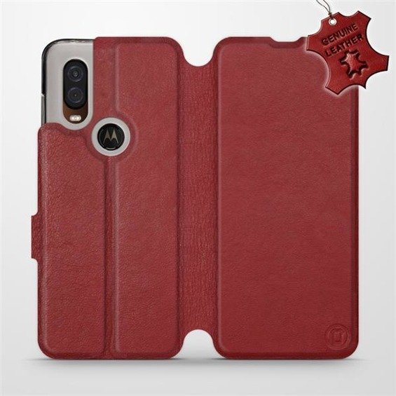 Hülle für Motorola One Vision - Farbe Dark Red Leather