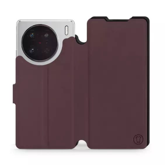 Hülle für Vivo X90 Pro - Farbe Burgund mit Schwarz