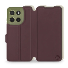 Hülle für Motorola Moto G15 - Farbe Burgund mit Platin