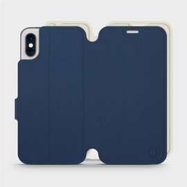 Hülle für Apple iPhone XS - Farbe Marineblau mit Platin