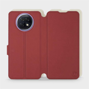 Hülle für Xiaomi Redmi Note 9T - Farbe Dunkelrot mit Platin