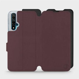 Hülle für Huawei Nova 5T - Farbe Burgund mit Schwarz