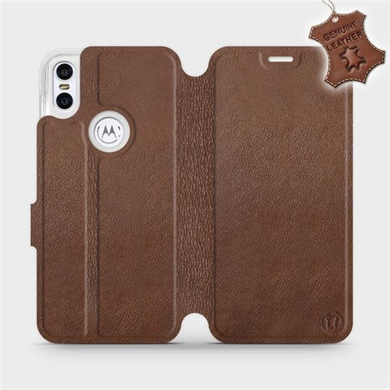 Hülle für Motorola One - Farbe Brown Leather