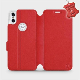 Hülle für Motorola One - Farbe Red Leather