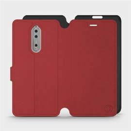 Hülle für Nokia 8 - Farbe Dunkelrot mit Schwarz