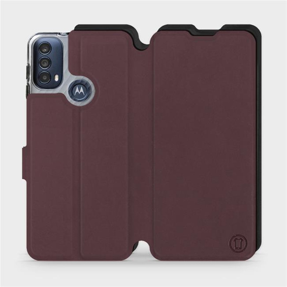 Hülle für Motorola Moto E30 - Farbe Burgund mit Schwarz