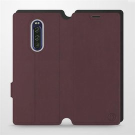 Hülle für Sony Xperia 1 - Farbe Burgund mit Schwarz