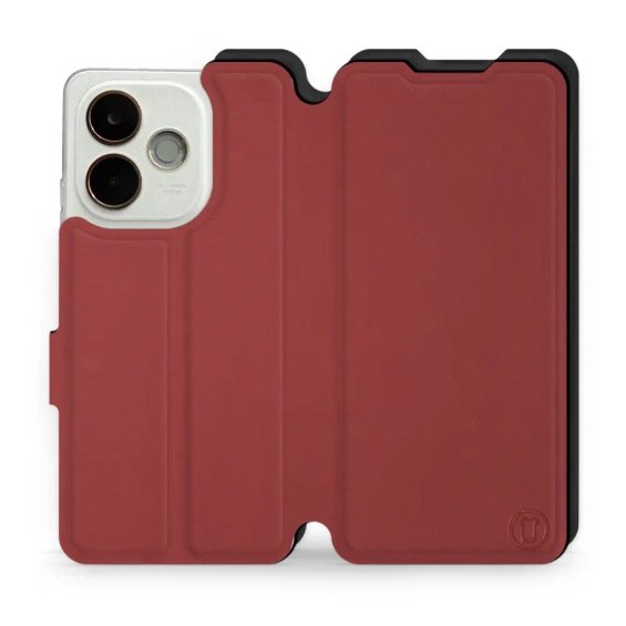 Hülle für OPPO A5 Pro 5G - Farbe Dunkelrot mit Schwarz