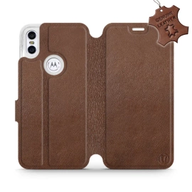 Hülle für Motorola One - Farbe Brown Leather