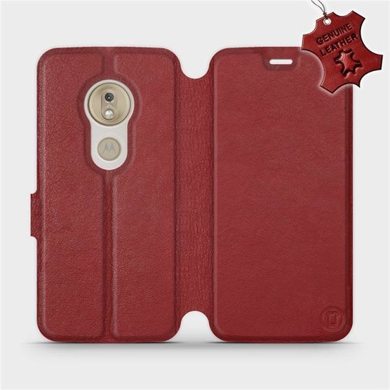 Hülle für Motorola Moto G7 Play - Farbe Dark Red Leather