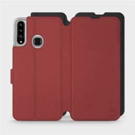 Hülle für Samsung Galaxy A20S - Farbe Dunkelrot mit Schwarz