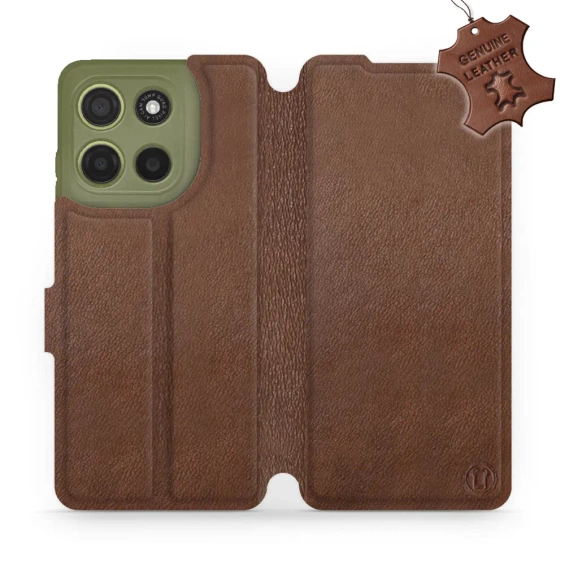 Hülle für Motorola Moto G15 - Farbe Brown Leather