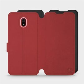 Hülle für Xiaomi Redmi 8A - Farbe Dunkelrot mit Schwarz