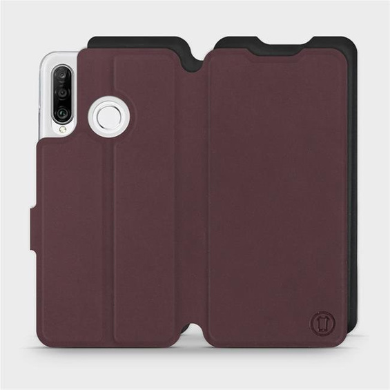 Hülle für Huawei P30 Lite - Farbe Burgund mit Schwarz