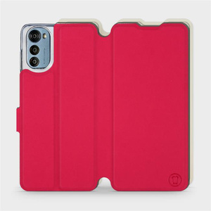 Hülle für Motorola Moto E32s - Farbe Rot mit Platin