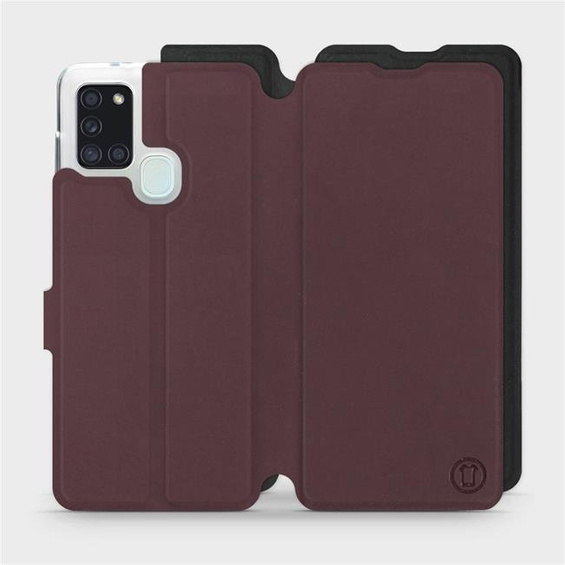 Hülle für Samsung Galaxy A21S - Farbe Burgund mit Schwarz