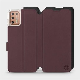Hülle für Motorola Moto G9 Plus - Farbe Burgund mit Schwarz