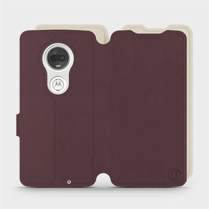 Hülle für Motorola Moto G7 Plus - Farbe Burgund mit Platin