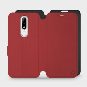 Hülle für Nokia 5.1 Plus - Farbe Dunkelrot mit Schwarz