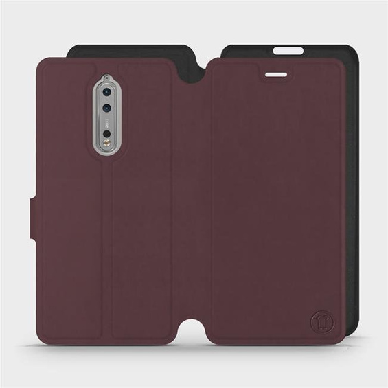 Hülle für Nokia 8 - Farbe Burgund mit Schwarz