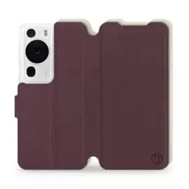 Hülle für Huawei P60 Pro - Farbe Burgund mit Platin