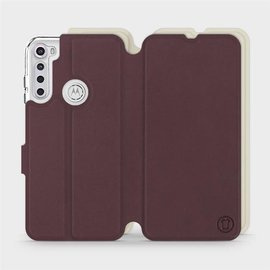Hülle für Motorola One Fusion Plus - Farbe Burgund mit Platin