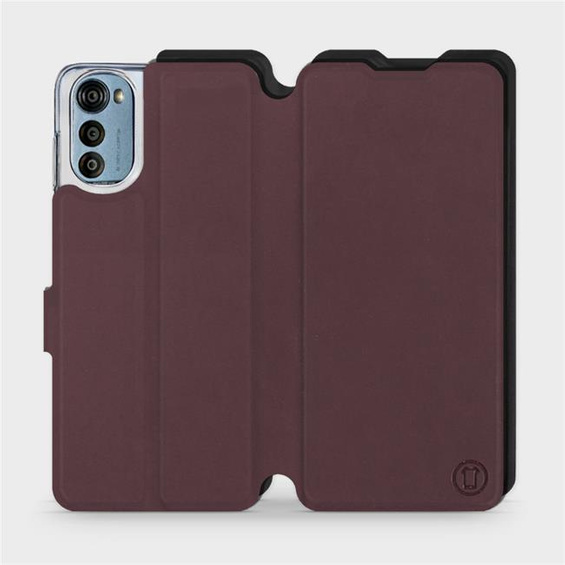 Hülle für Motorola Moto E32s - Farbe Burgund mit Schwarz