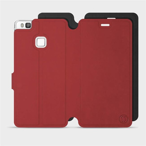 Hülle für Huawei P9 Lite - Farbe Dunkelrot mit Schwarz