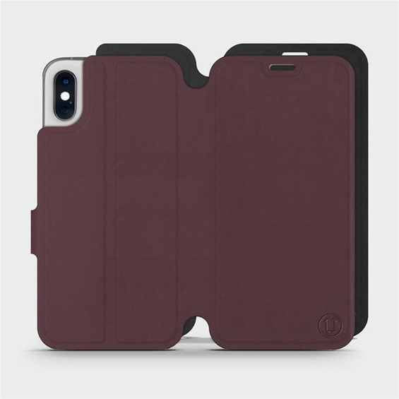 Hülle für Apple iPhone XS - Farbe Burgund mit Schwarz