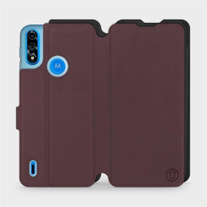 Hülle für Motorola Moto E7 Power - Farbe Burgund mit Schwarz