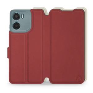 Hülle für Motorola Moto G05 - Farbe Dunkelrot mit Platin