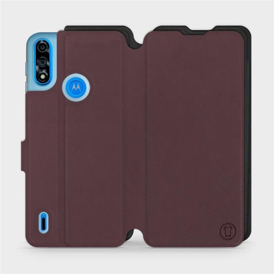 Hülle für Motorola Moto E7 Power - Farbe Burgund mit Schwarz