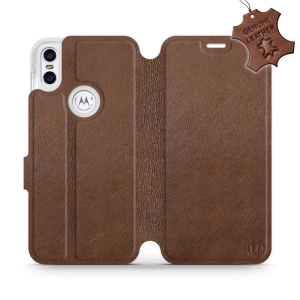 Hülle für Motorola One - Farbe Brown Leather