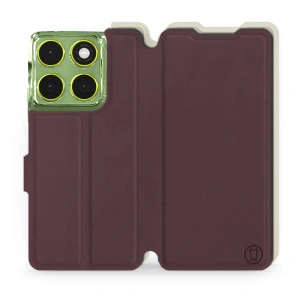 Hülle für Motorola Edge 70 - Farbe Burgund mit Platin