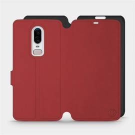 Hülle für OnePlus 6 A6000 - Farbe Dunkelrot mit Schwarz