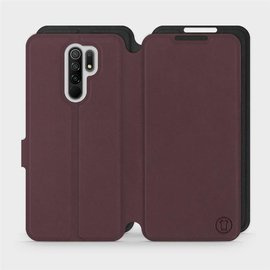 Hülle für Xiaomi Redmi 9 - Farbe Burgund mit Schwarz