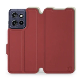 Hülle für Motorola Edge 50 Neo - Farbe Dunkelrot mit Platin