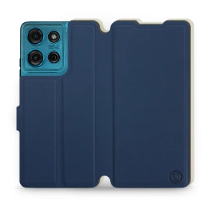 Hülle für Motorola Moto G75 5G - Farbe Marineblau mit Platin