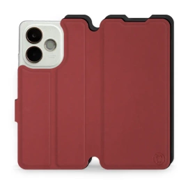 Hülle für OPPO A5 Pro 5G - Farbe Dunkelrot mit Schwarz