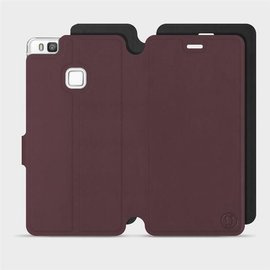 Hülle für Huawei P9 Lite - Farbe Burgund mit Schwarz